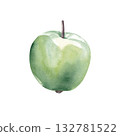 Green apple isolated on white background. Hand drawn watercolor illustration for print and design 132781522