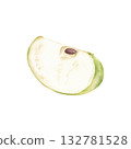 Quarter of green apple isolated on white background. Hand drawn watercolor illustration for print and design 132781528