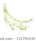 Swirl splash of green juice isolated on white background. Hand drawn watercolor illustration for print and design 132781530