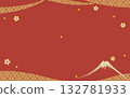 New Year's background illustration of Mt. Fuji and Kanoko pattern 132781933