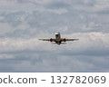 Takeoff of a passenger jet in hot summer weather 132782069
