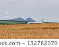 A passenger plane takes off on a very hot summer day 132782070