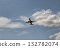 A jet passenger plane flies in the clouds 132782074
