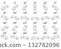 Isometric limousine rotation set in outline style.  132782096
