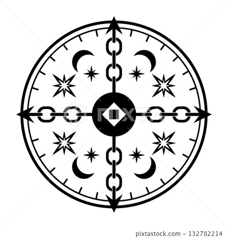 帶有鎖鍊和閃光的黑暗魔法陣 - 黑色 帶有鎖鍊和閃光的黑暗魔法陣 - 黑色 132782214