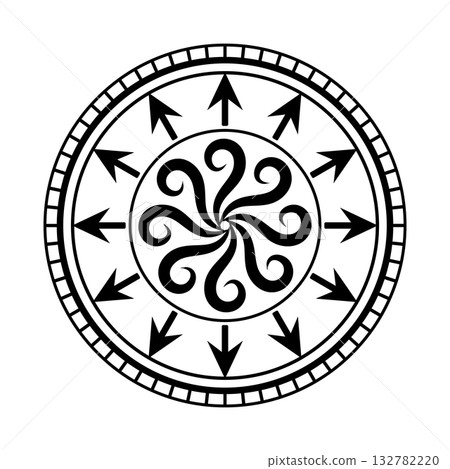 帶有箭頭和漩渦的黑暗魔法陣 - 黑色 帶有箭頭和漩渦的黑暗魔法陣 - 黑色 132782220