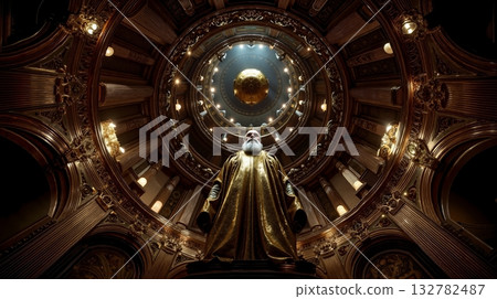 A statue of a man standing in the middle of a dome A statue of a man standing in the middle of a dome 132782487