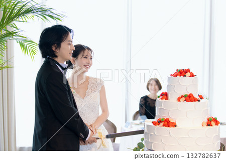 婚禮招待會切蛋糕 婚禮招待會切蛋糕 132782637