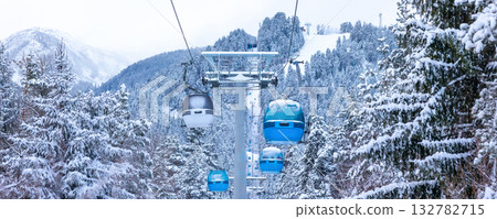 Ski resort Bansko, Bulgaria, cable car gondola 132782715