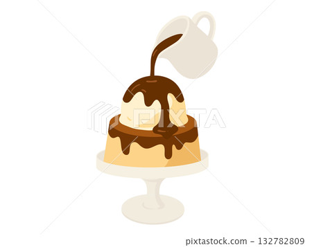 Pudding affogato illustration 132782809