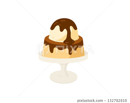 Pudding affogato illustration Pudding affogato illustration 132782810