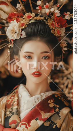 A woman in a kimono A woman in a kimono 132783044