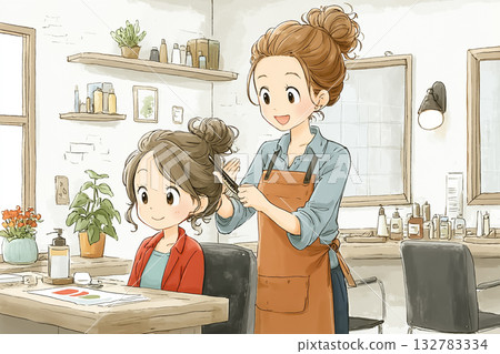 美優系列:一位女士在美容院做頭髮 美優系列:一位女士在美容院做頭髮 132783334