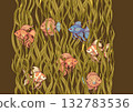 Seamless aquarium pattern with ornamental fish 132783536