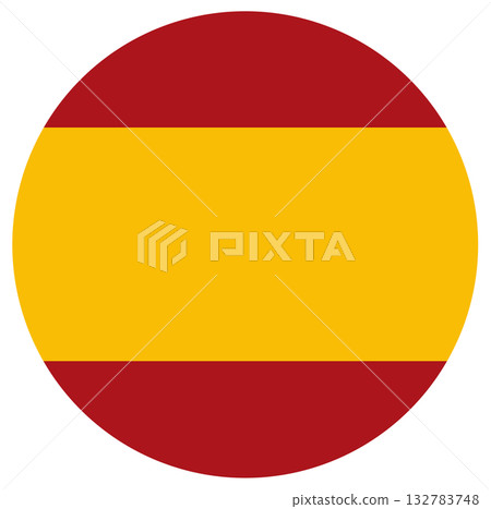 Circle Spanish national flag. Flag of Spain isolated in round shape. 132783748