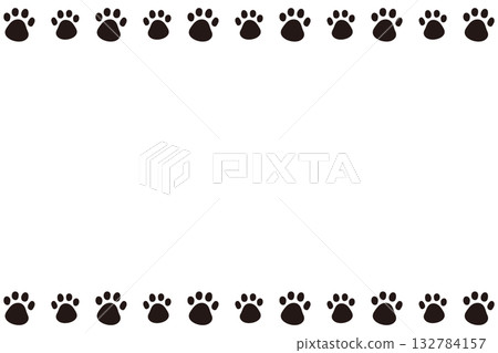 手繪可愛爪印邊框插圖 132784157
