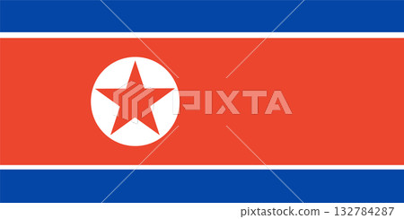 North Korea flag, square shape. The flag of North Korea.. 132784287