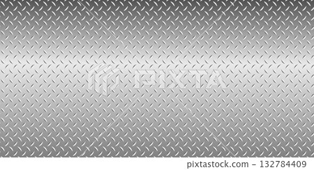 Silver gray metal background, 3D polished chrome metallic and shiny diamond plate texture, vector illustration.  132784409