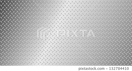 Silver gray metal background, 3D polished chrome metallic and shiny diamond plate texture, vector illustration.  132784410