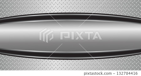 Silver gray metal background, 3D polished chrome metallic and shiny diamond plate texture, vector illustration.  132784416