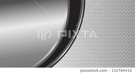 Silver gray metal background, 3D polished chrome metallic and shiny diamond plate texture, vector illustration.  132784418