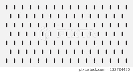 Peg board with oval holes. Rectangle grey peg board perforated texture background for working bench tools. Peg board with oval holes. Rectangle grey peg board perforated texture background for working bench tools. 132784430