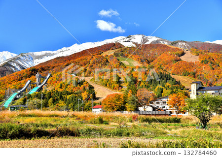 從白馬八方溫泉鎮（長野縣白馬村）看白馬八方尾根滑雪場的景色[2025年11月] 132784460