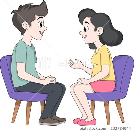Male Patient Consulting with Female Psychiatrist Male Patient Consulting with Female Psychiatrist 132784944