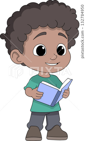 Black Boy Carrying Books for Exam Preparation 132784950