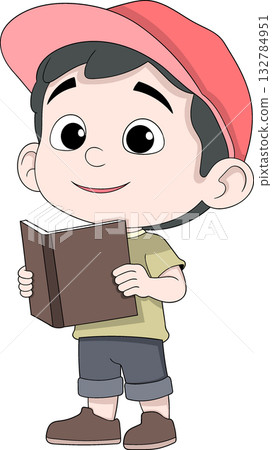 Boy Carrying Books for School Exam Preparation 132784951