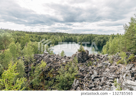 Landscape of the mountain park Ruskeala in the Republic of Karelia 132785565