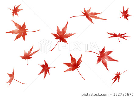 Autumn background with watercolor red maple leaves | Maple, autumn leaves, maple, autumn, watercolor 132785675