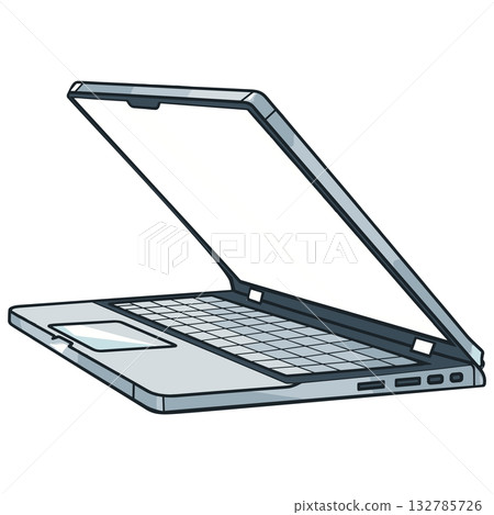 這款銀色筆記型電腦開合順暢，搭配簡潔的白色螢幕，給人一種創新感。 132785726