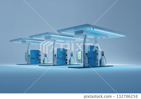 Sleek hydrogen fueling hub showcasing innovation and sustainability through minimalist architectural design Sleek hydrogen fueling hub showcasing innovation and sustainability through minimalist architectural design 132786258