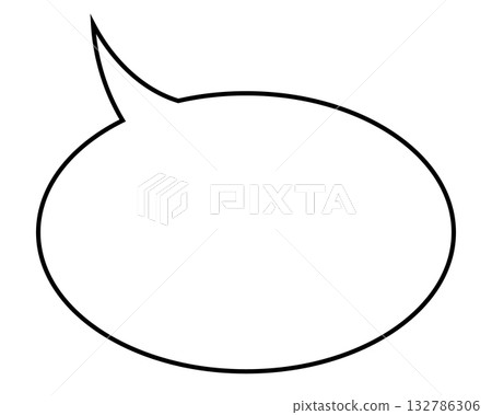 speech balloon, one empty white elliptical speech bubble, outline illustration 132786306