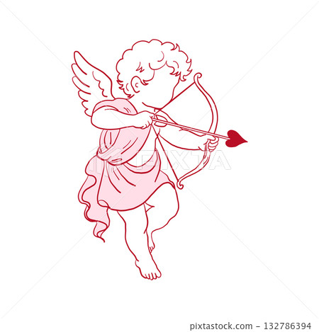 Cupid with heart arrow coquette Valentine design Cupid with heart arrow coquette Valentine design 132786394