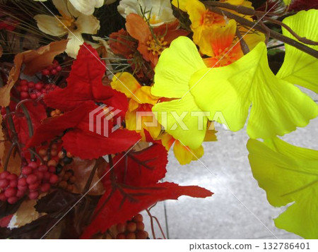 Colorful artificial autumn leaves Colorful artificial autumn leaves 132786401