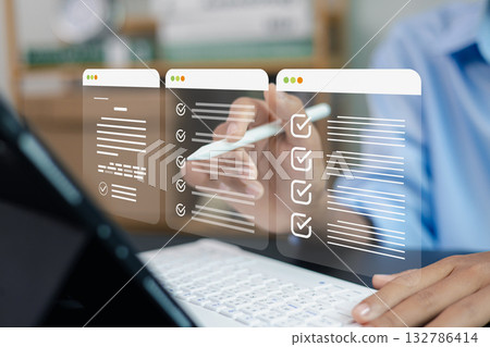 Digital Checklist and Task Management Concept on Laptop Computer Digital Checklist and Task Management Concept on Laptop Computer 132786414