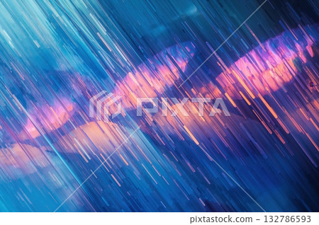 Abstract iridescent light interference waves forming mesmerizing surreal digital refraction color dance 132786593