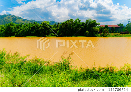 Muddy river after rains. Muddy river after rains. 132786724