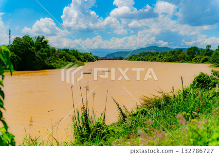 Muddy river after rains. Muddy river after rains. 132786727