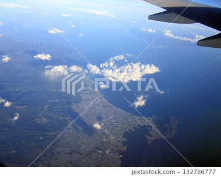 Aerial view of the area around Hakodate, Hokkaido, seen from an airplane Aerial view of the area around Hakodate, Hokkaido, seen from an airplane 132786777