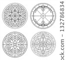 Set of Classic Round Stained Glass Window Designs 132786834