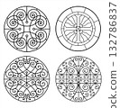 Set of Classic Round Stained Glass Window Designs 132786837