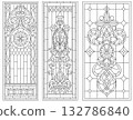 Set of Gothic Stained Glass Window Designs 132786840