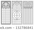 Set of Gothic Stained Glass Window Designs 132786841