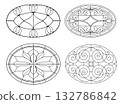 Set of Classic Oval Stained Glass Window Designs 132786842