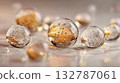 Transparent spherical water droplets - beauty and skin care refreshing concept 132787061