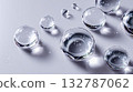 Transparent spherical water droplets - beauty and skin care refreshing concept 132787062