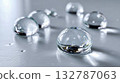Transparent spherical water droplets - beauty and skin care refreshing concept 132787063
